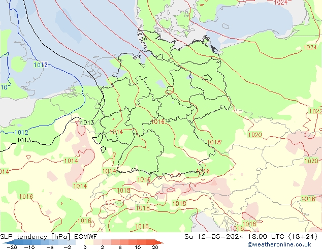 Drucktendenz ECMWF So 12.05.2024 18 UTC