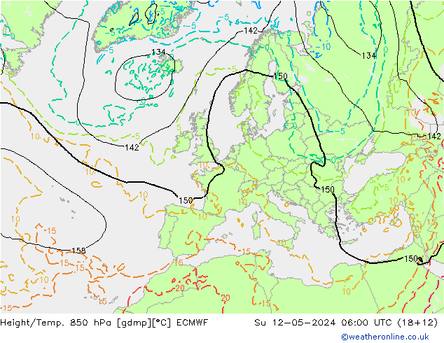 Z500/Rain (+SLP)/Z850 ECMWF Su 12.05.2024 06 UTC