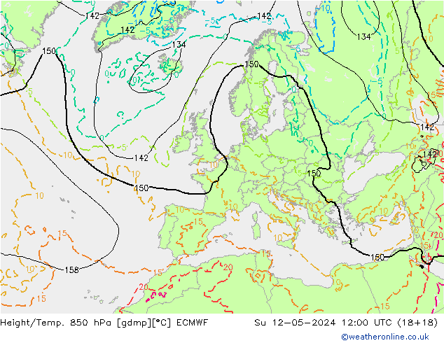 Z500/Rain (+SLP)/Z850 ECMWF dom 12.05.2024 12 UTC