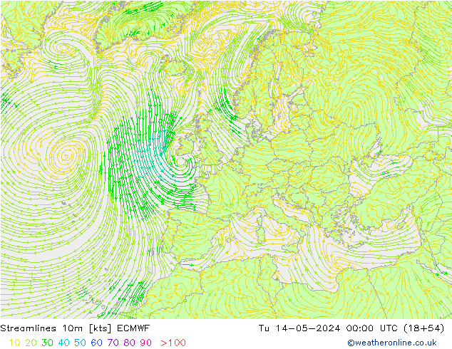 Stromlinien 10m ECMWF Di 14.05.2024 00 UTC