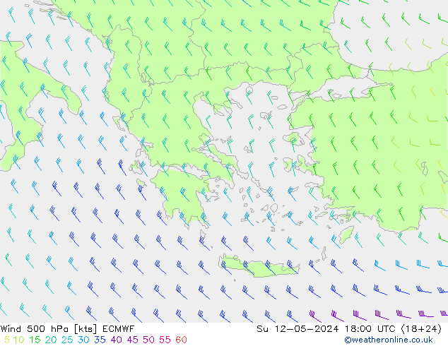 Wind 500 hPa ECMWF Ne 12.05.2024 18 UTC