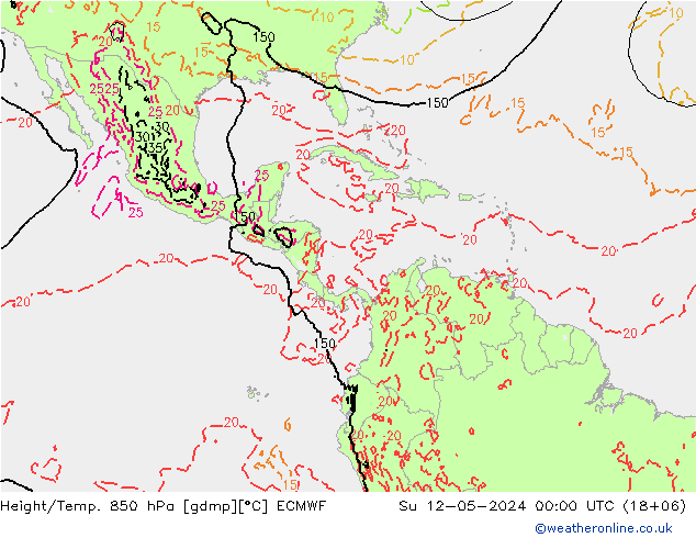 Height/Temp. 850 hPa ECMWF Dom 12.05.2024 00 UTC