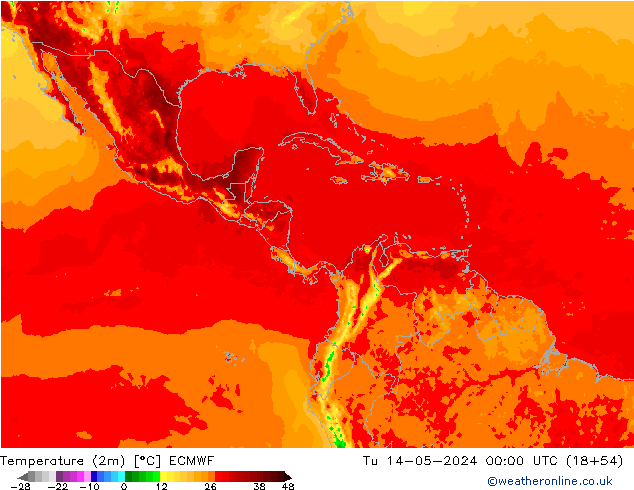 карта температуры ECMWF вт 14.05.2024 00 UTC