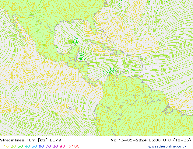 Rüzgar 10m ECMWF Pzt 13.05.2024 03 UTC