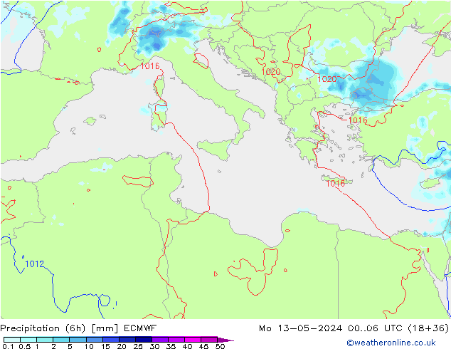 Z500/Rain (+SLP)/Z850 ECMWF Po 13.05.2024 06 UTC