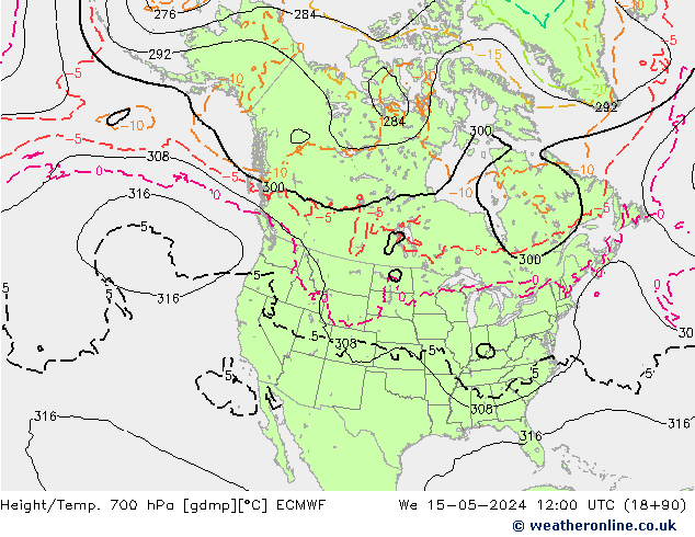 Height/Temp. 700 гПа ECMWF ср 15.05.2024 12 UTC