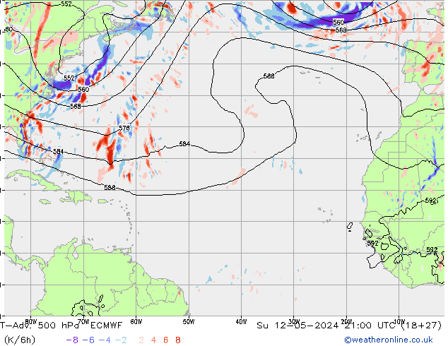 T-Adv. 500 hPa ECMWF Paz 12.05.2024 21 UTC