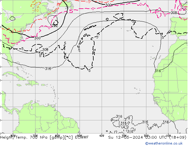 Hoogte/Temp. 700 hPa ECMWF zo 12.05.2024 03 UTC