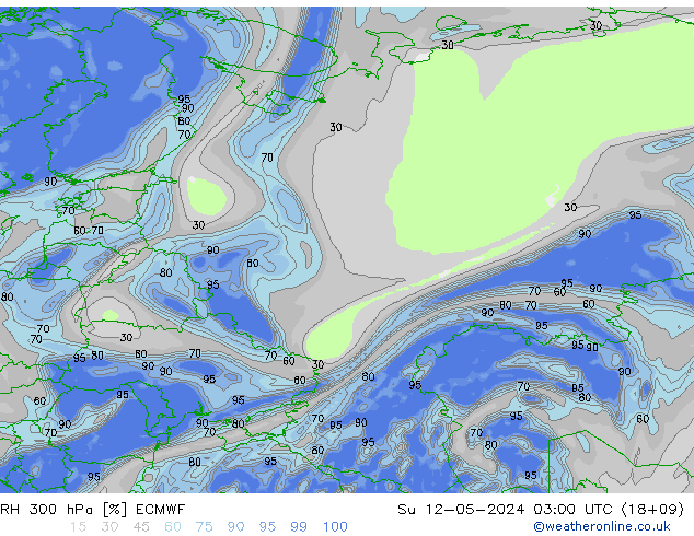 RH 300 hPa ECMWF dom 12.05.2024 03 UTC