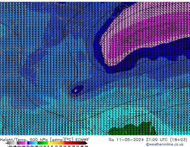 Height/Temp. 500 hPa ECMWF Sa 11.05.2024 21 UTC