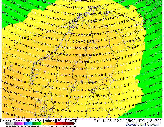 Z500/Rain (+SLP)/Z850 ECMWF Ter 14.05.2024 18 UTC