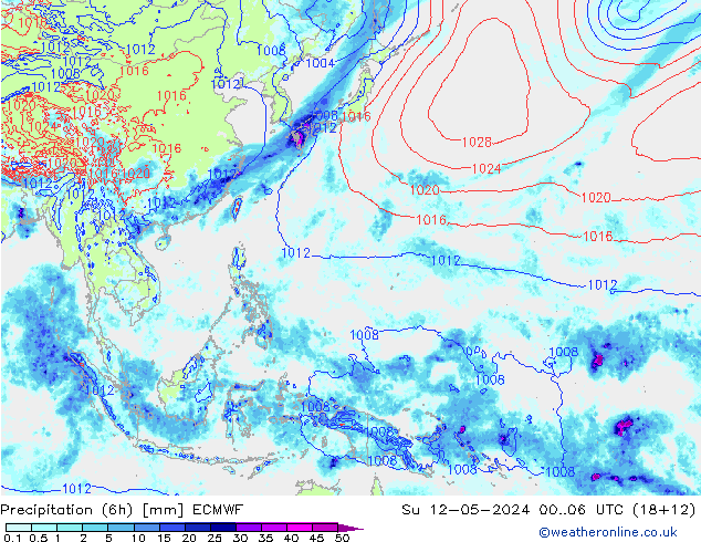 Z500/Rain (+SLP)/Z850 ECMWF dim 12.05.2024 06 UTC