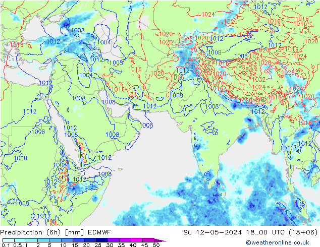 Z500/Rain (+SLP)/Z850 ECMWF 星期日 12.05.2024 00 UTC