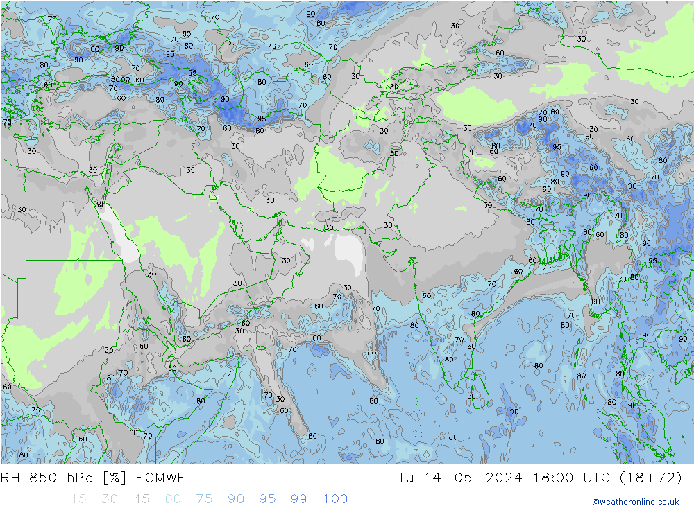 RH 850 hPa ECMWF  14.05.2024 18 UTC