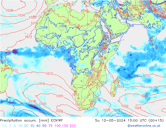 Precipitation accum. ECMWF nie. 12.05.2024 15 UTC