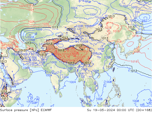 приземное давление ECMWF Вс 19.05.2024 00 UTC