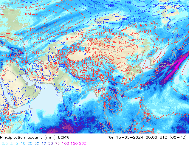 Precipitation accum. ECMWF Qua 15.05.2024 00 UTC