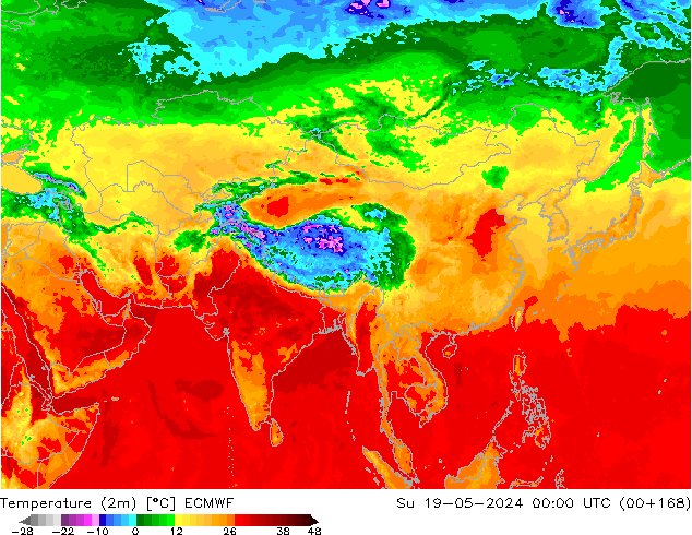 Temperature (2m) ECMWF Ne 19.05.2024 00 UTC