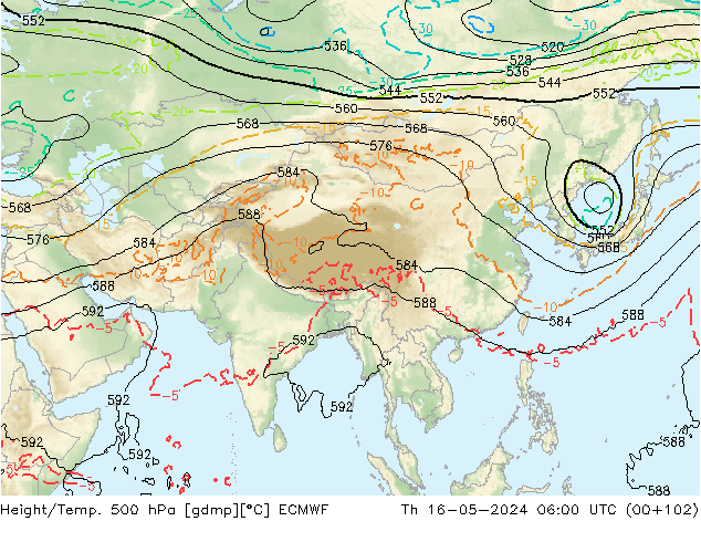 Z500/Rain (+SLP)/Z850 ECMWF ��� 16.05.2024 06 UTC