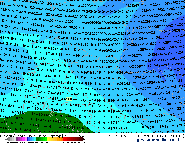 Z500/Rain (+SLP)/Z850 ECMWF ��� 16.05.2024 06 UTC