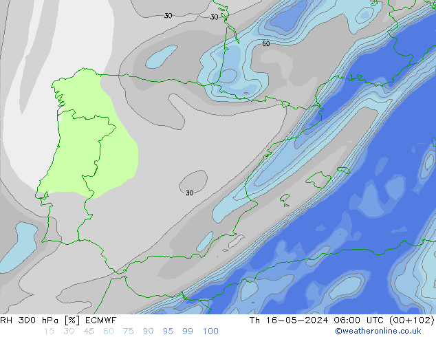 RH 300 hPa ECMWF  16.05.2024 06 UTC