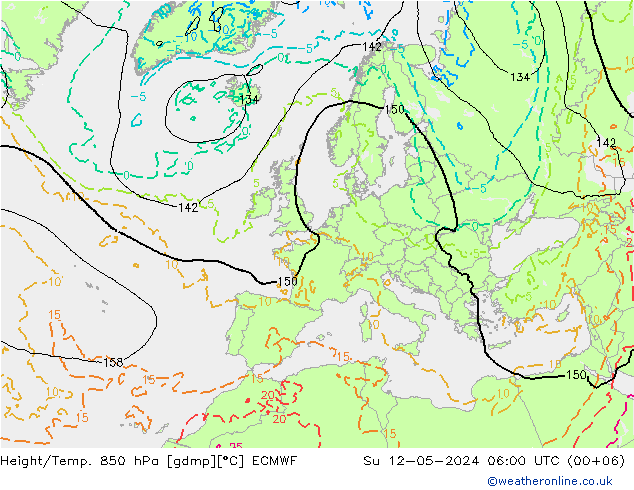 Z500/Rain (+SLP)/Z850 ECMWF 星期日 12.05.2024 06 UTC