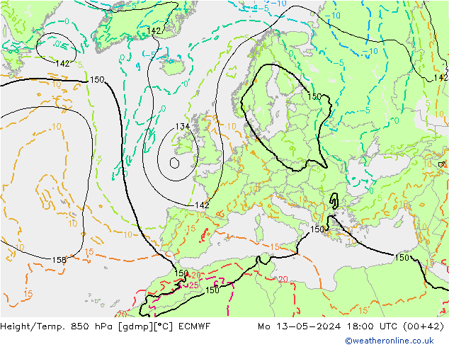 Z500/Rain (+SLP)/Z850 ECMWF Po 13.05.2024 18 UTC