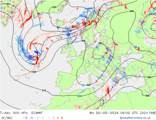 T-Adv. 500 hPa ECMWF Mo 20.05.2024 06 UTC