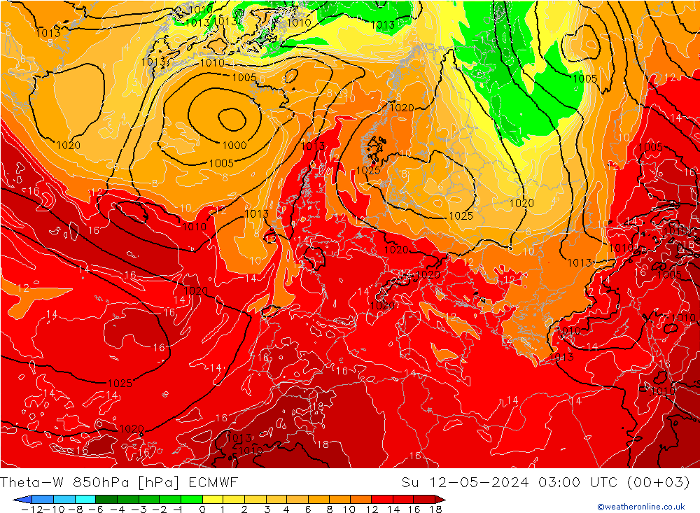 Theta-W 850hPa ECMWF dom 12.05.2024 03 UTC