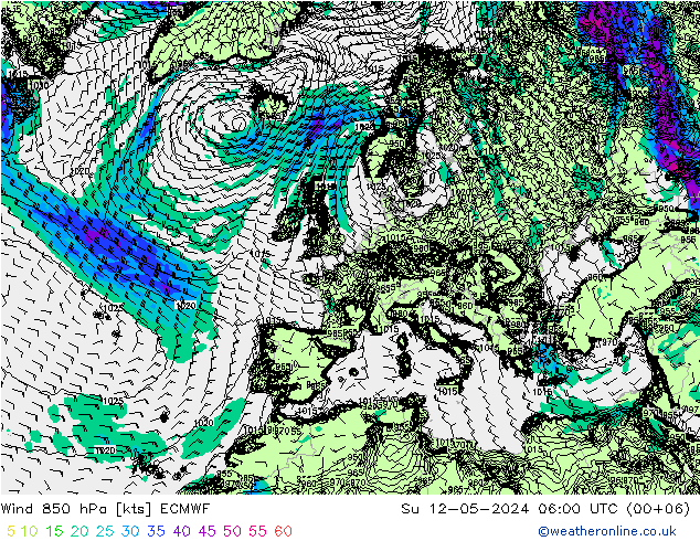 Wind 850 hPa ECMWF Ne 12.05.2024 06 UTC