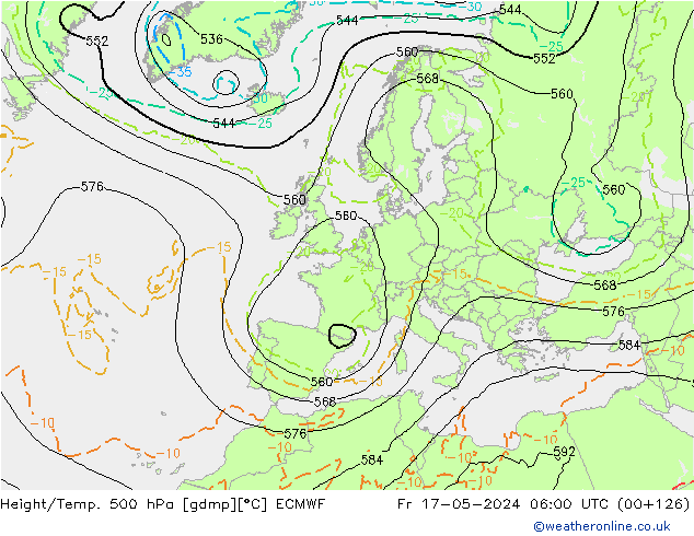 Z500/Yağmur (+YB)/Z850 ECMWF Cu 17.05.2024 06 UTC