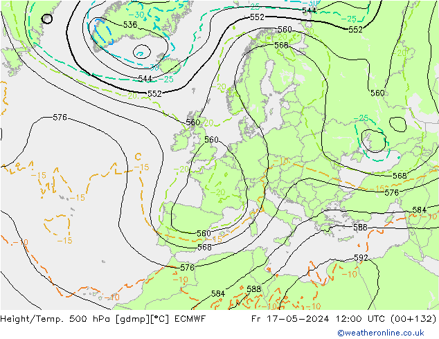 Z500/Regen(+SLP)/Z850 ECMWF vr 17.05.2024 12 UTC