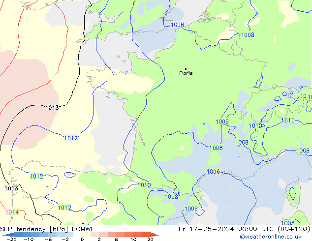 тенденция давления ECMWF пт 17.05.2024 00 UTC