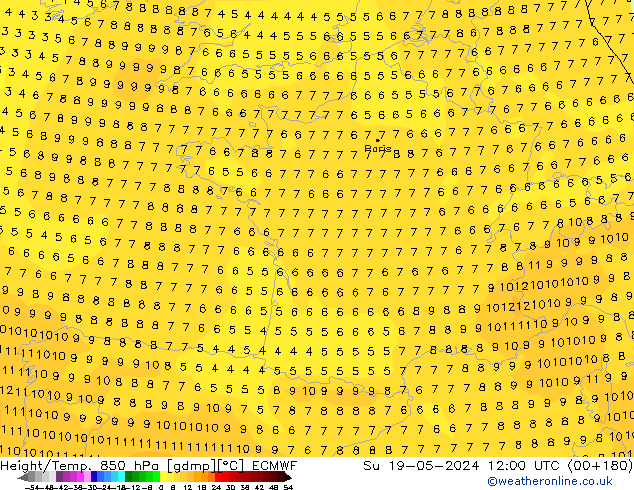 Z500/Rain (+SLP)/Z850 ECMWF Su 19.05.2024 12 UTC