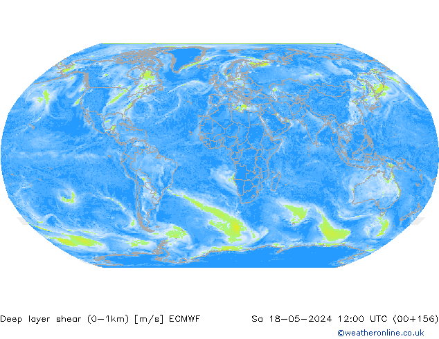 Deep layer shear (0-1km) ECMWF сб 18.05.2024 12 UTC