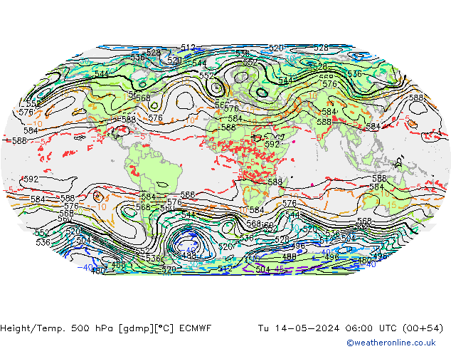 Z500/Regen(+SLP)/Z850 ECMWF di 14.05.2024 06 UTC