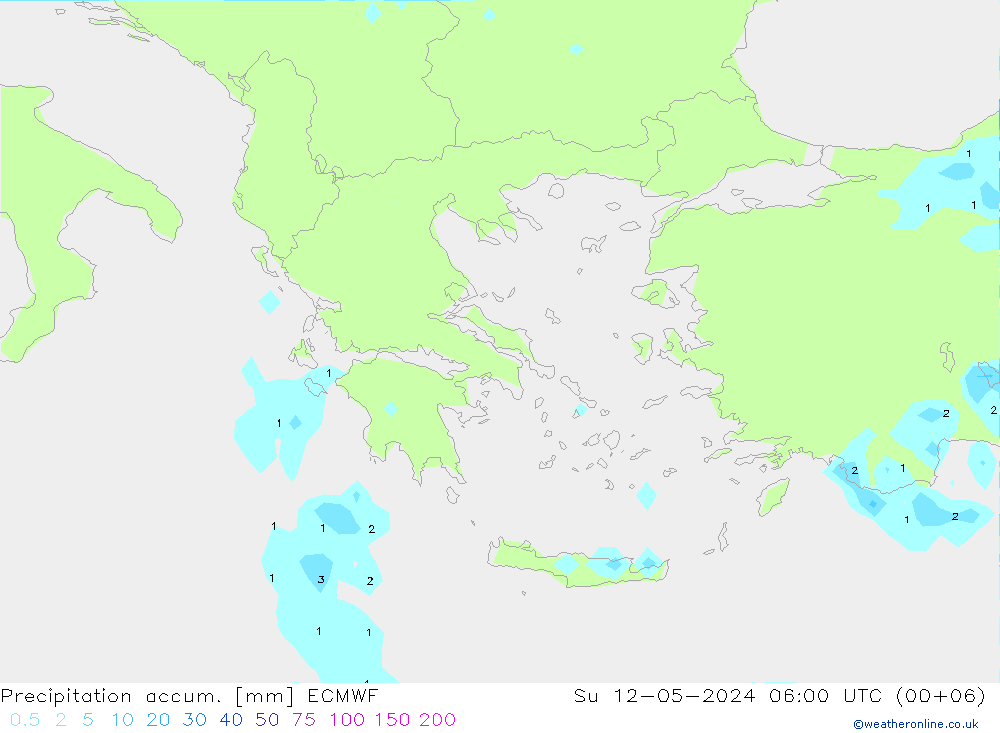 Precipitation accum. ECMWF Ne 12.05.2024 06 UTC