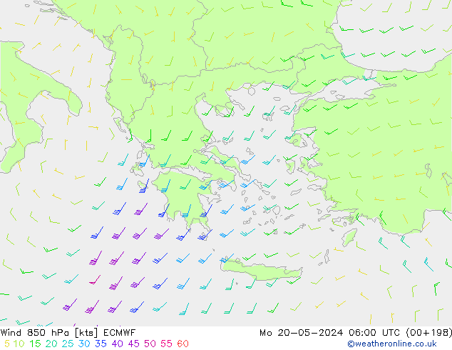 Wind 850 hPa ECMWF Mo 20.05.2024 06 UTC