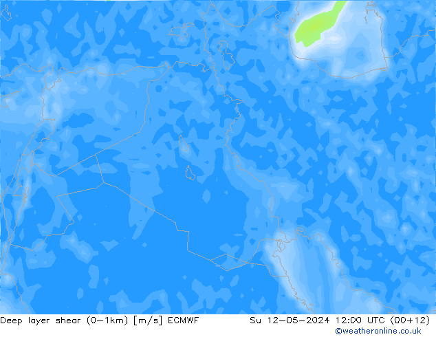 Deep layer shear (0-1km) ECMWF dom 12.05.2024 12 UTC