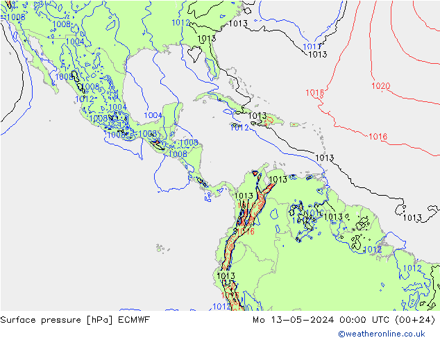 Pressione al suolo ECMWF lun 13.05.2024 00 UTC
