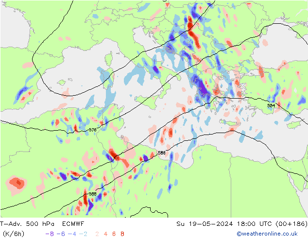 T-Adv. 500 hPa ECMWF Su 19.05.2024 18 UTC