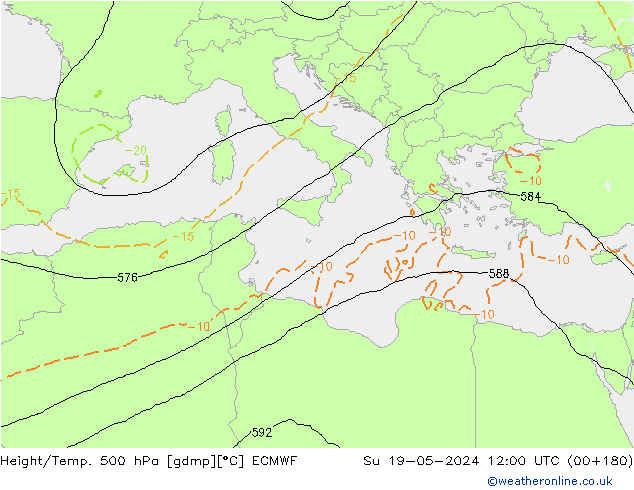 Z500/Rain (+SLP)/Z850 ECMWF dim 19.05.2024 12 UTC
