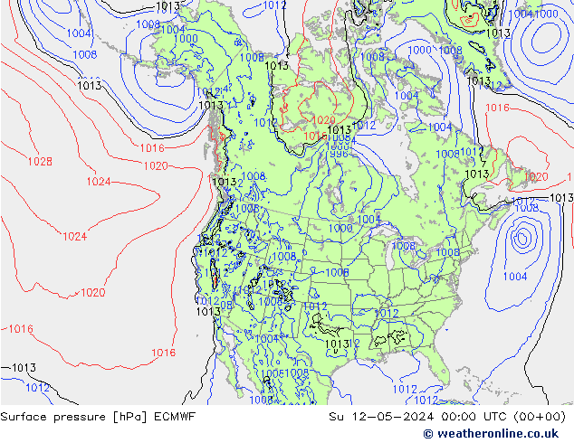 地面气压 ECMWF 星期日 12.05.2024 00 UTC