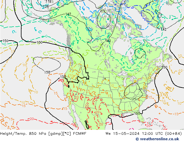 Z500/Rain (+SLP)/Z850 ECMWF Qua 15.05.2024 12 UTC