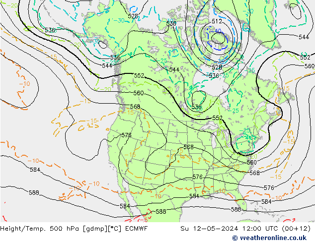 Z500/Rain (+SLP)/Z850 ECMWF So 12.05.2024 12 UTC