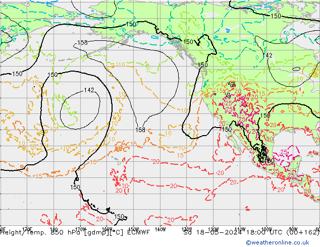 Z500/Rain (+SLP)/Z850 ECMWF Sa 18.05.2024 18 UTC