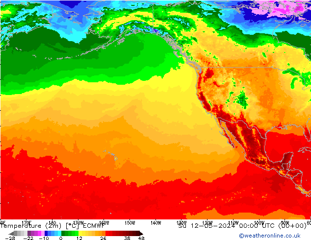 Temperature (2m) ECMWF Ne 12.05.2024 00 UTC