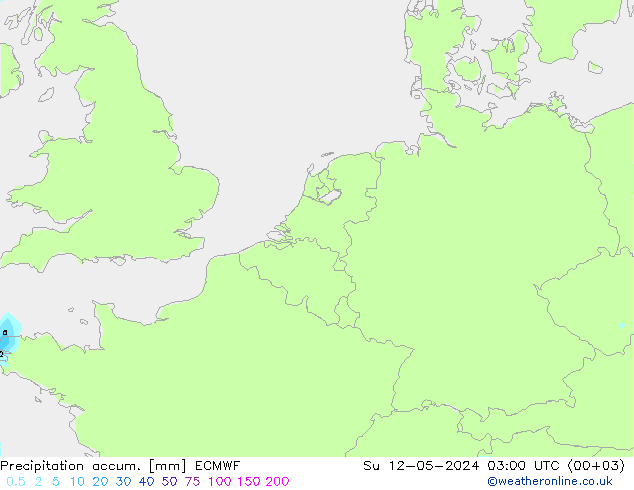 Precipitation accum. ECMWF Вс 12.05.2024 03 UTC