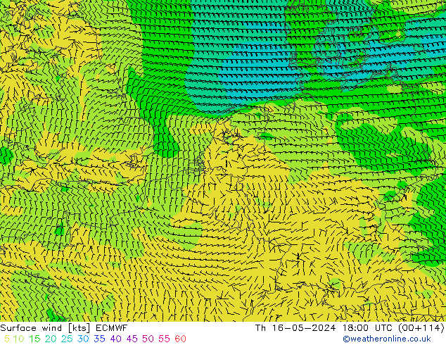 Surface wind ECMWF Th 16.05.2024 18 UTC