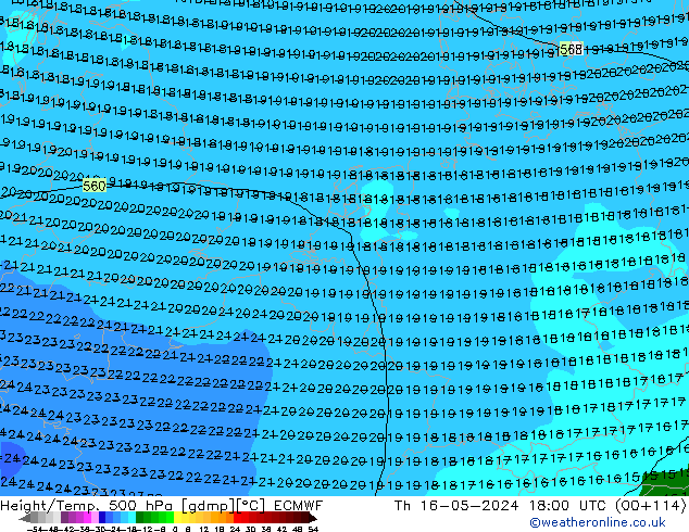 Z500/Rain (+SLP)/Z850 ECMWF jeu 16.05.2024 18 UTC